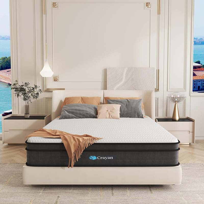 Crayan Full Mattress, Hybrid Mattress in a Box with Individual Pocket Spring for Motion Isolation & Silent Sleep, CertiPUR-US